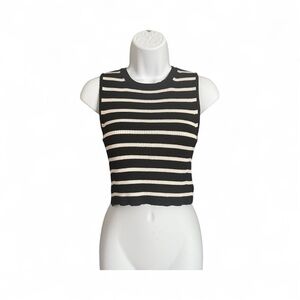 Black and White Striped Sleeveless Top